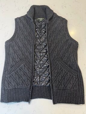 Eddie Bauer Y2K 2000s Wool Blend Quilted Sweater Vest Charcoal Gray Size L